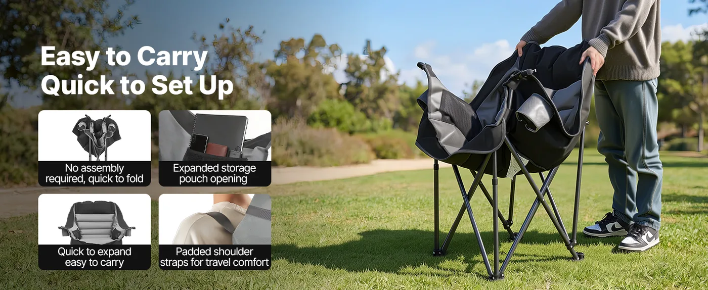 VEVOR Oversized Padded Camping Chair 450 lbs Moon Chair Easy to Carry