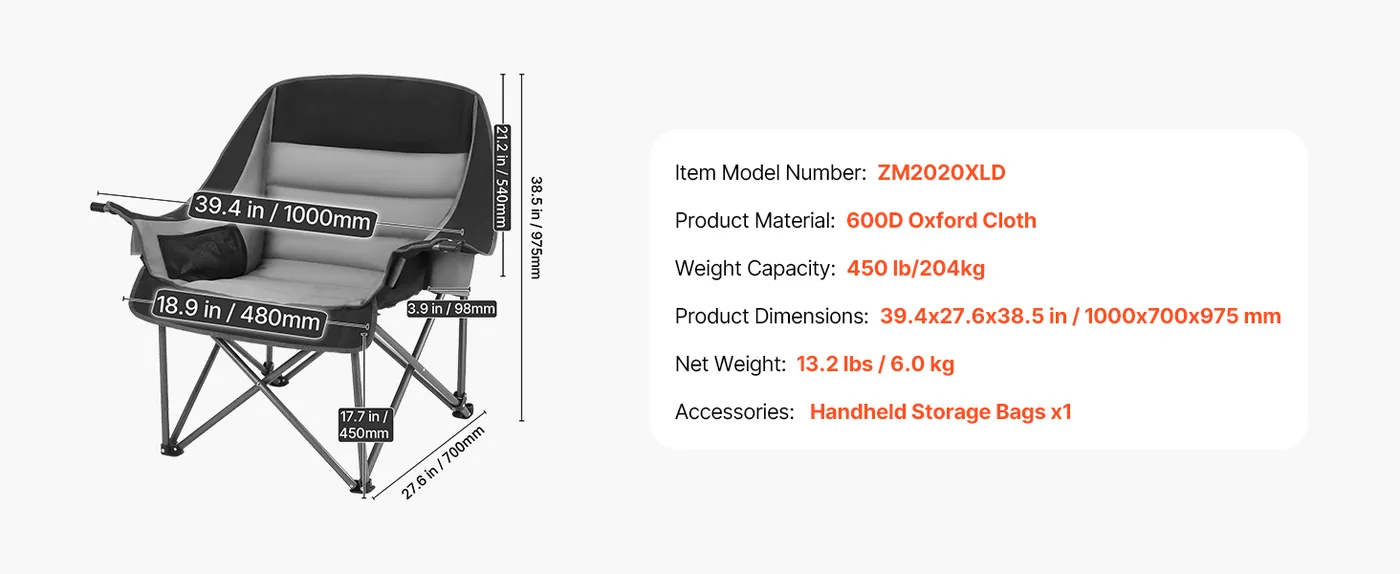 VEVOR camping chair convenient storage