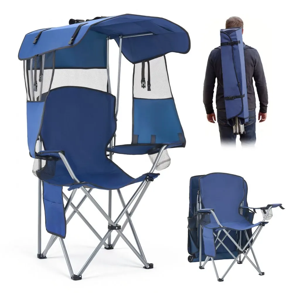 VEVOR folding camping chair with canopy front view