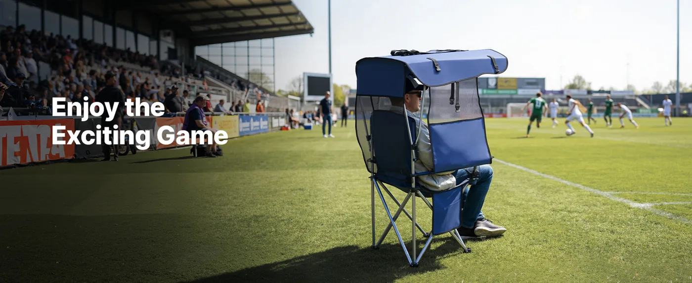 VEVOR Camping Chair with Canopy Shade 330 lbs Deep Blue Watching Games