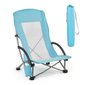 VEVOR folding high back beach chair front view