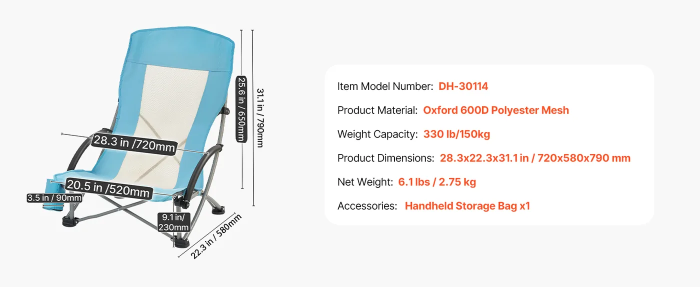 VEVOR camping chair convenient storage