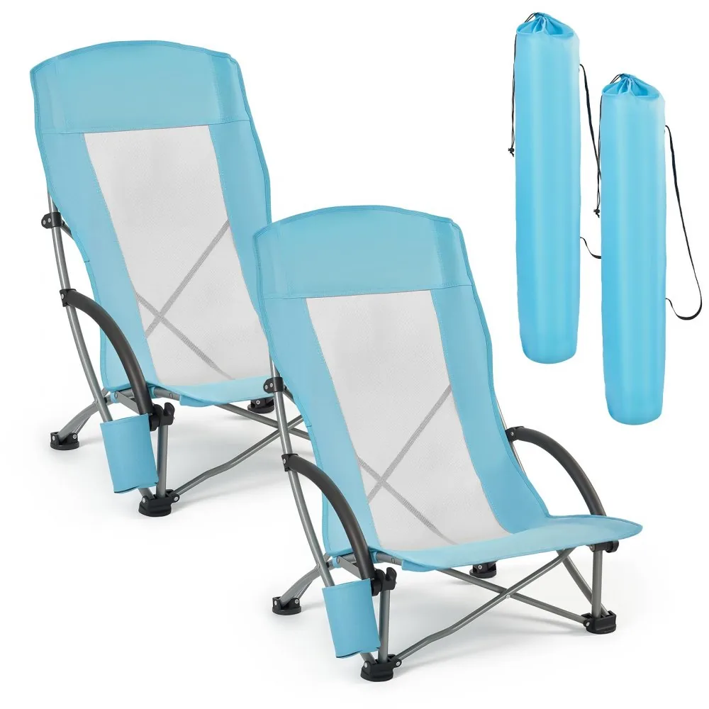 VEVOR folding high back beach chair front view
