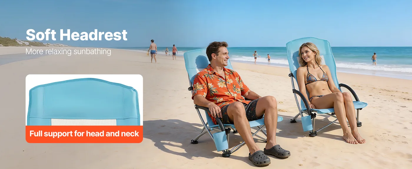 VEVOR High Back Folding Beach Chair 2 Pack 330 lbs Comfortable Experience