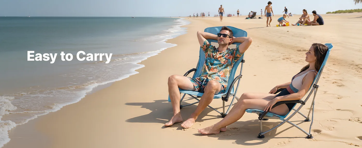 VEVOR High Back Folding Beach Chair 2 Pack 330 lbs Travel