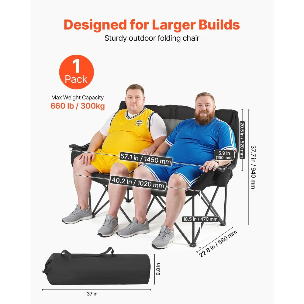 VEVOR double camping chair set up outdoors at campsite