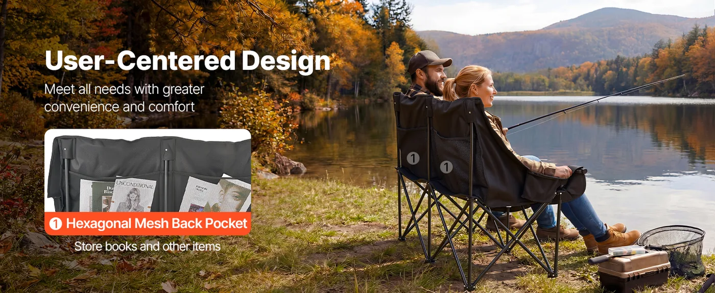 VEVOR Double Camping Chair 660 lbs Two Person Moon Chair Storage Convenience