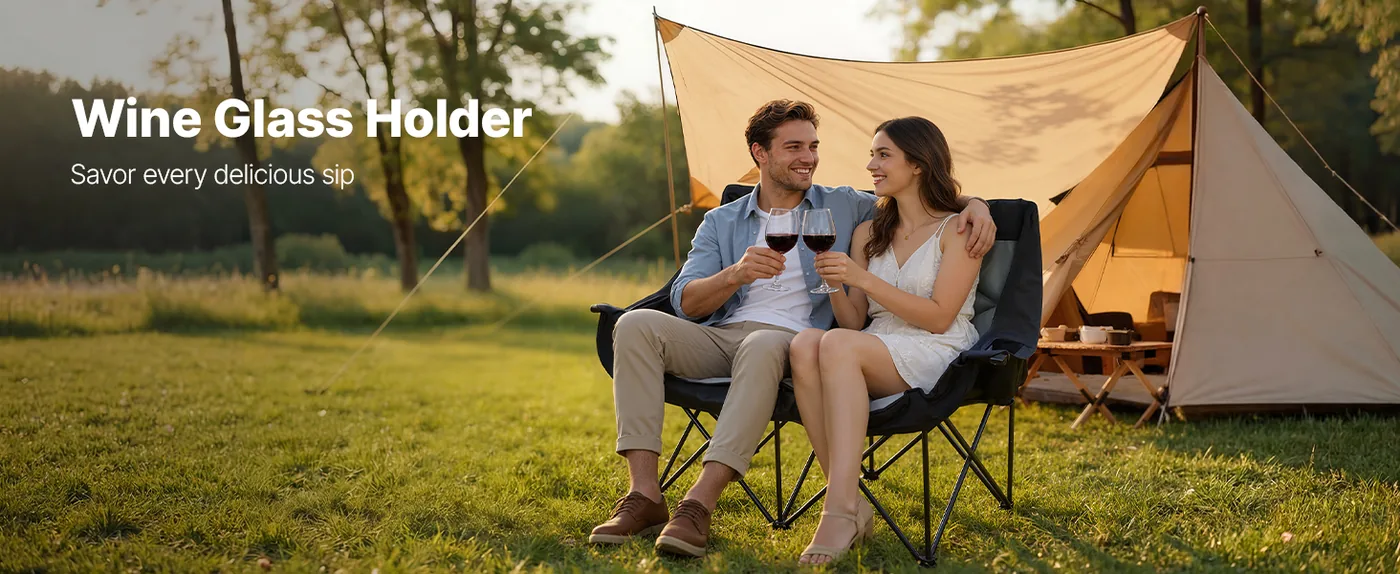 VEVOR Double Camping Chair 660 lbs Two Person Moon Chair Summer Freshness