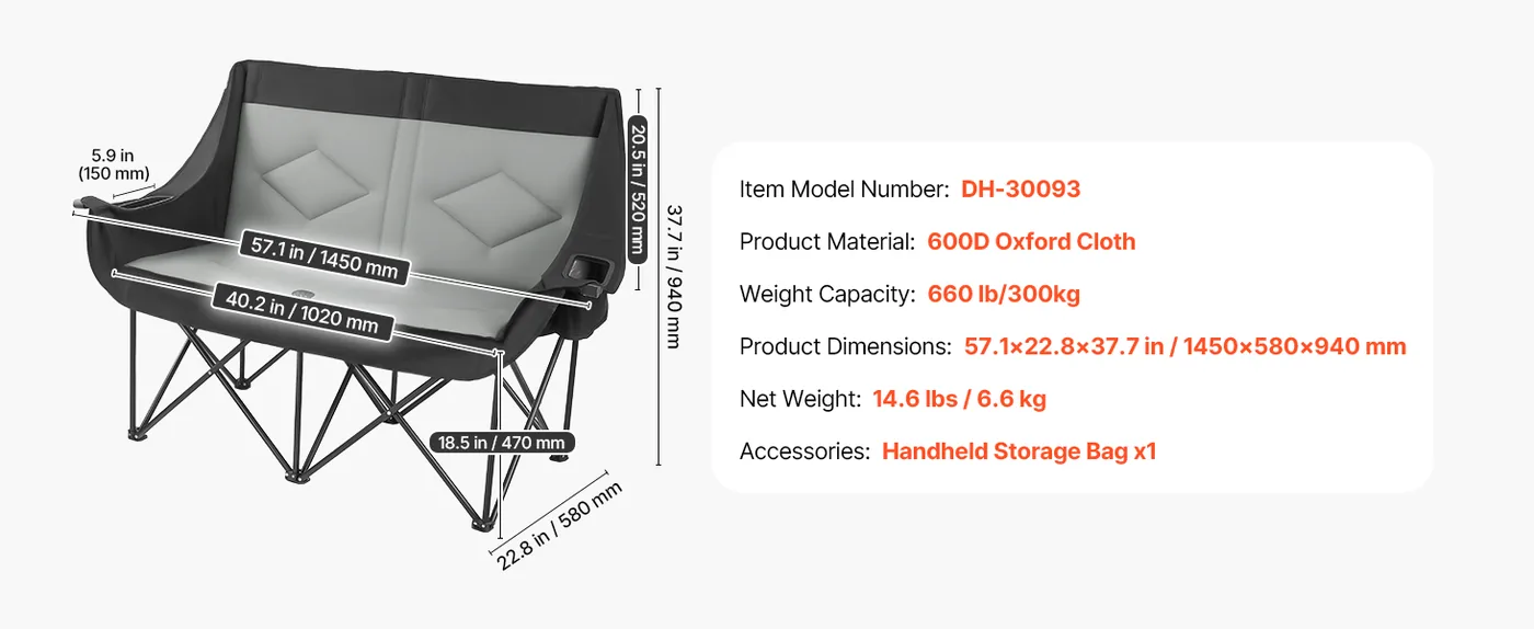 VEVOR camping chair convenient storage