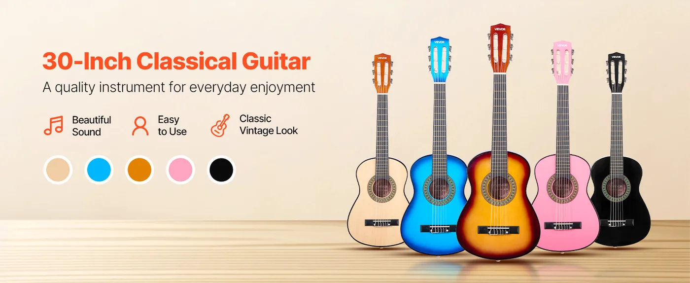 VEVOR Classical Guitar 30inch Sunrise Color overview