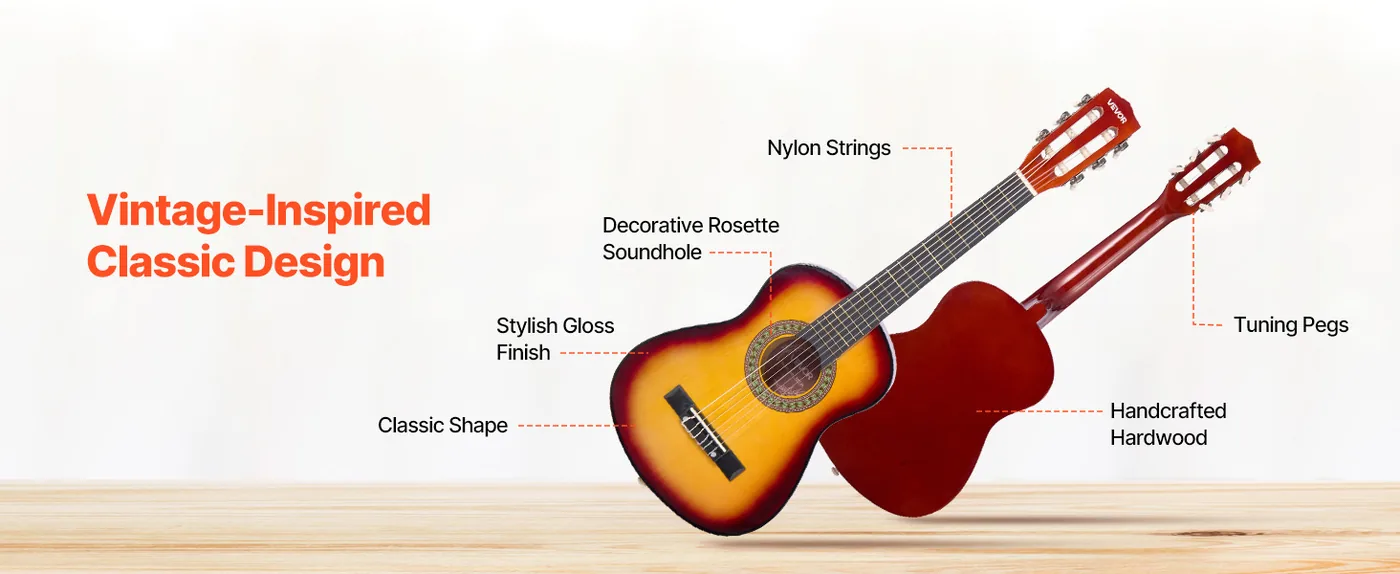 VEVOR Classical Guitar 30inch Sunrise Color Timeless Design