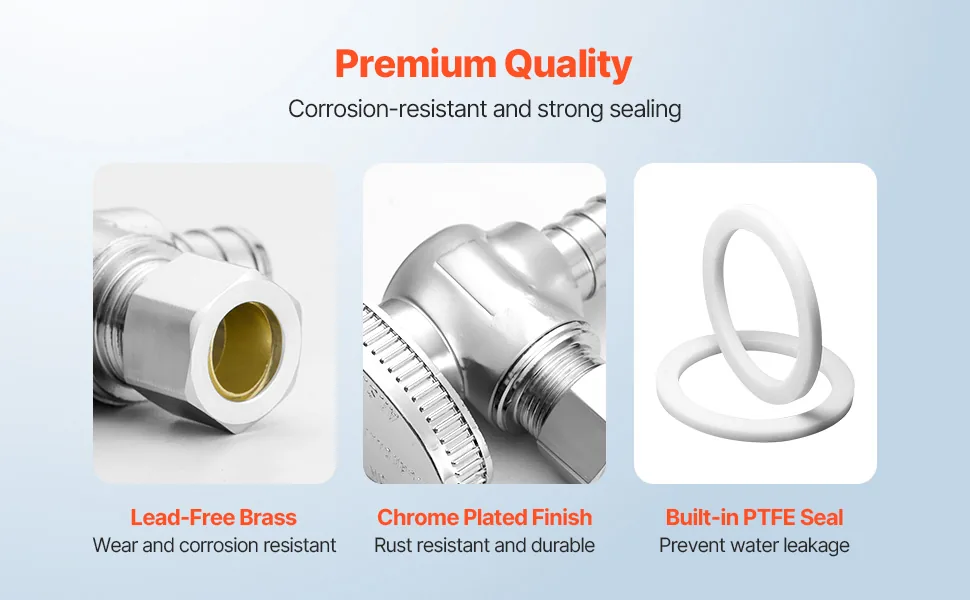 VEVOR 10 Pack Angle Stop Valve 1/2" PEX *3/8"OD feature 1