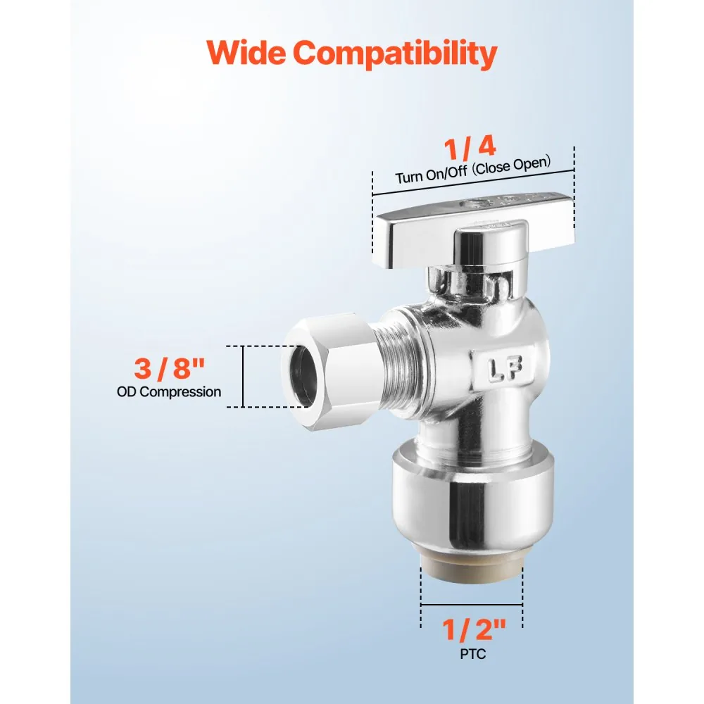 VEVOR 10 Pack Angle Stop Valve 1/2" PTC *3/8"OD product image 4