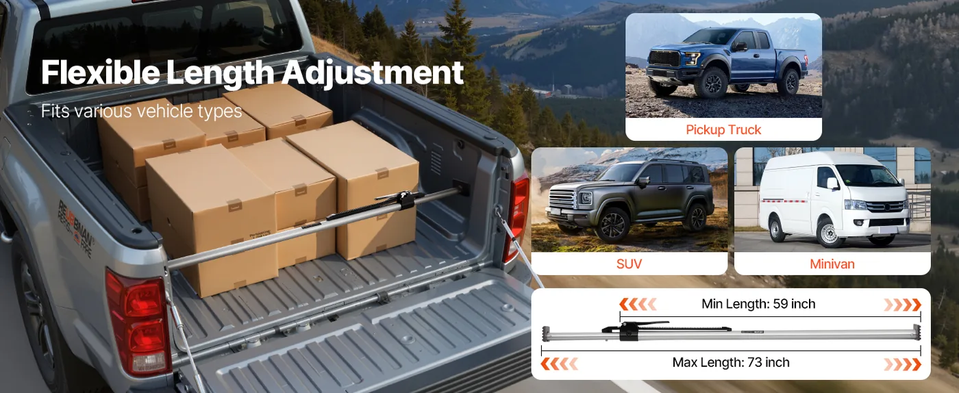 VEVOR Cargo Bar 59-73inch No Accessory 1PC feature 1