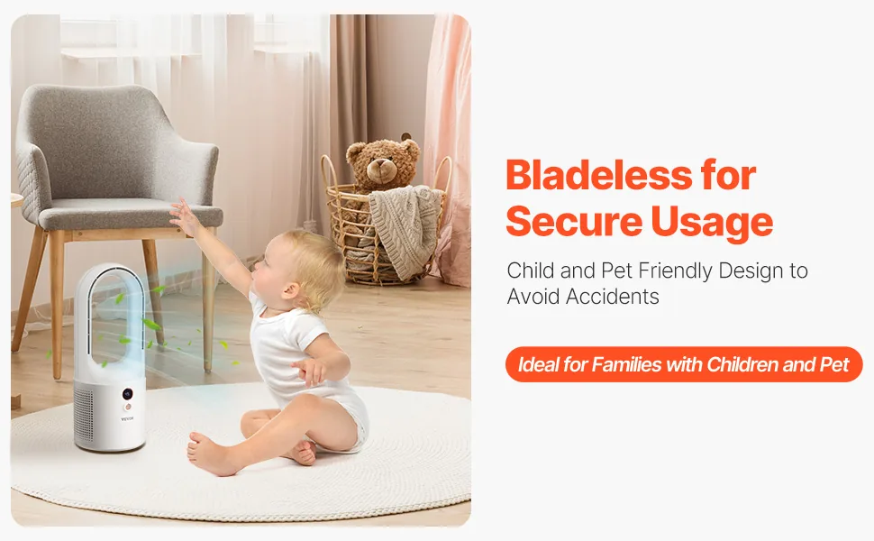 VEVOR Desk Fan Bladeless 12.99 Inch feature 1