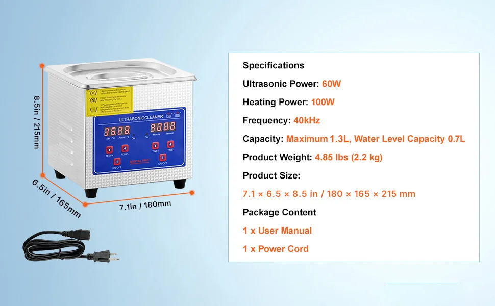 VEVOR Professional Ultrasonic Cleaner 1.3L feature 4