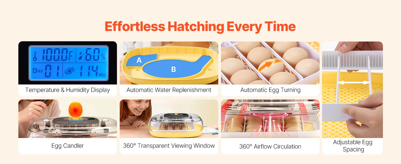 VEVOR 24 Egg Incubator 24 Eggs Effortless Hatching