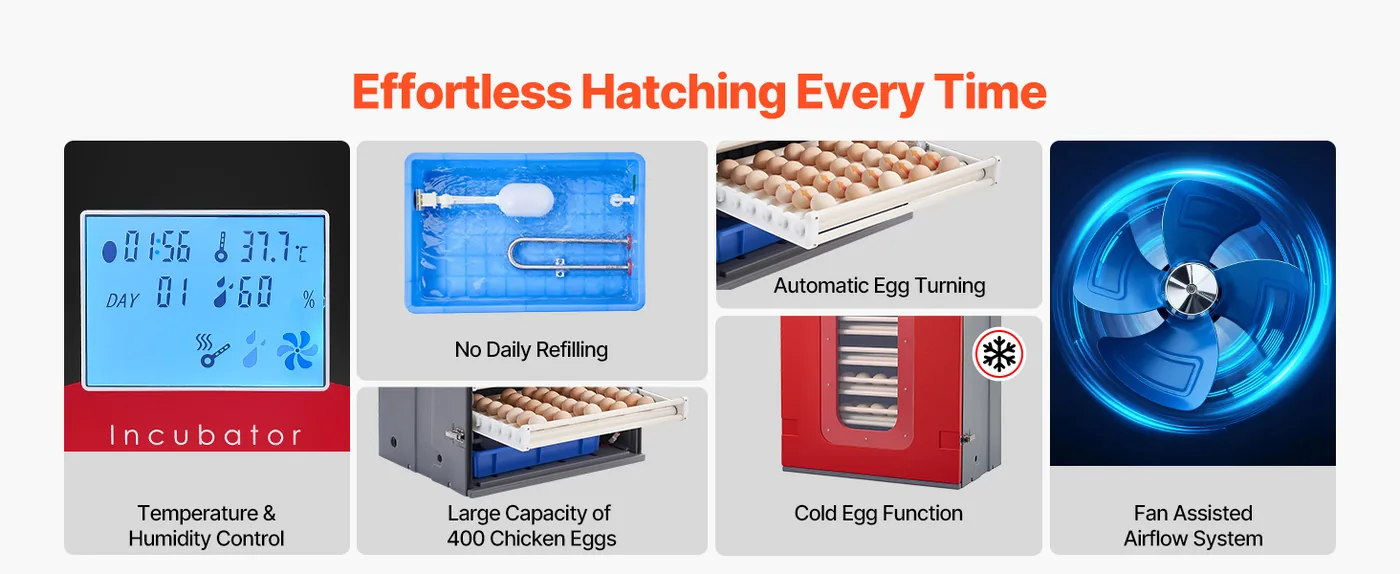 VEVOR 400 Egg Incubator 400 Eggs Effortless Hatching