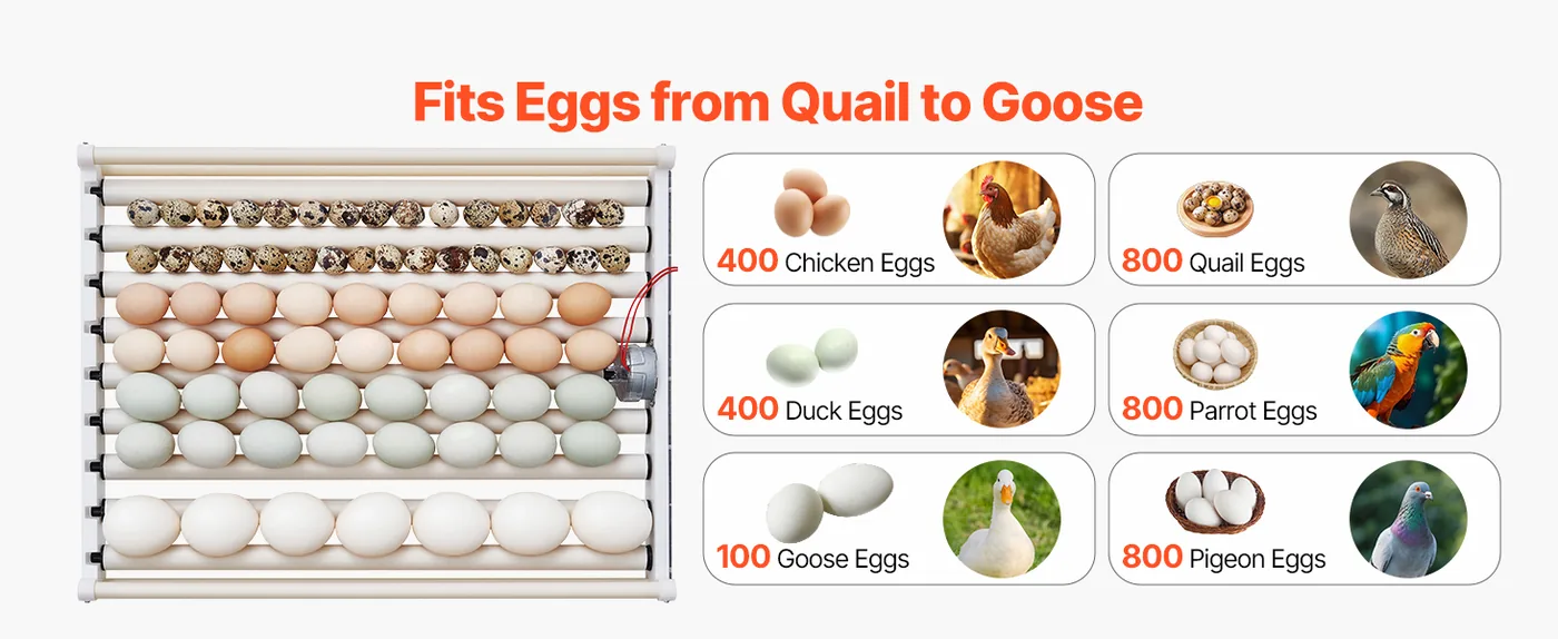 VEVOR 400 Egg Incubator 400 Eggs Fits Different Egg Types