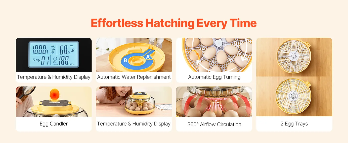VEVOR 18 Egg Incubator 18 Eggs Effortless Hatching