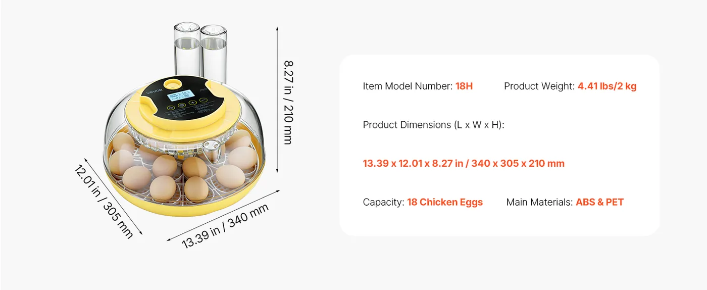 VEVOR 18 Egg Incubator 18 Eggs feature 1