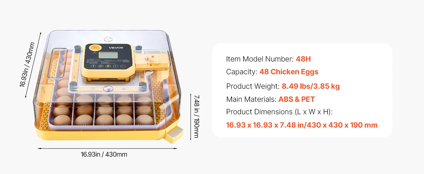 VEVOR 48 Egg Incubator 48 Eggs feature 1