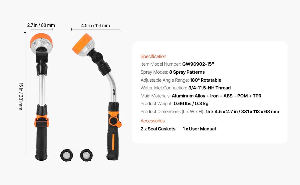 VEVOR Watering Wand 15 inch feature 5