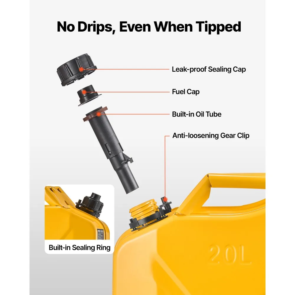 Newly Upgraded Oil-Tight VEVOR Metal Fuel Container Yellow product image 3