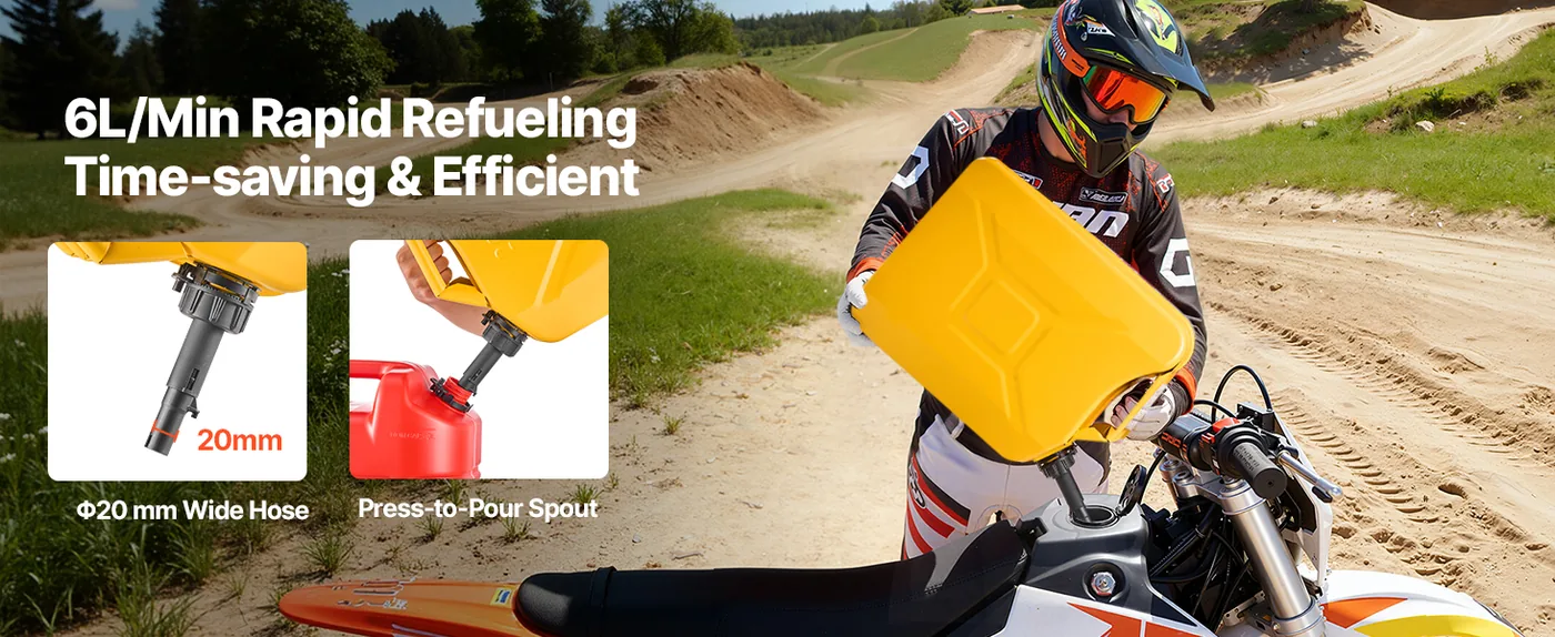 Newly Upgraded Oil-Tight VEVOR Metal Fuel Container Yellow Flow