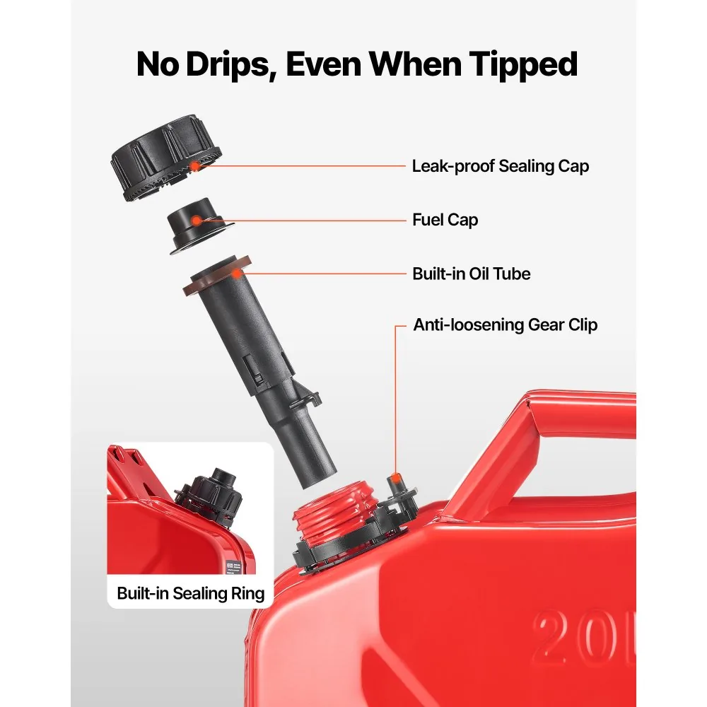 Newly Upgraded Oil-Tight!VEVOR Metal Fuel Container Red product image 3