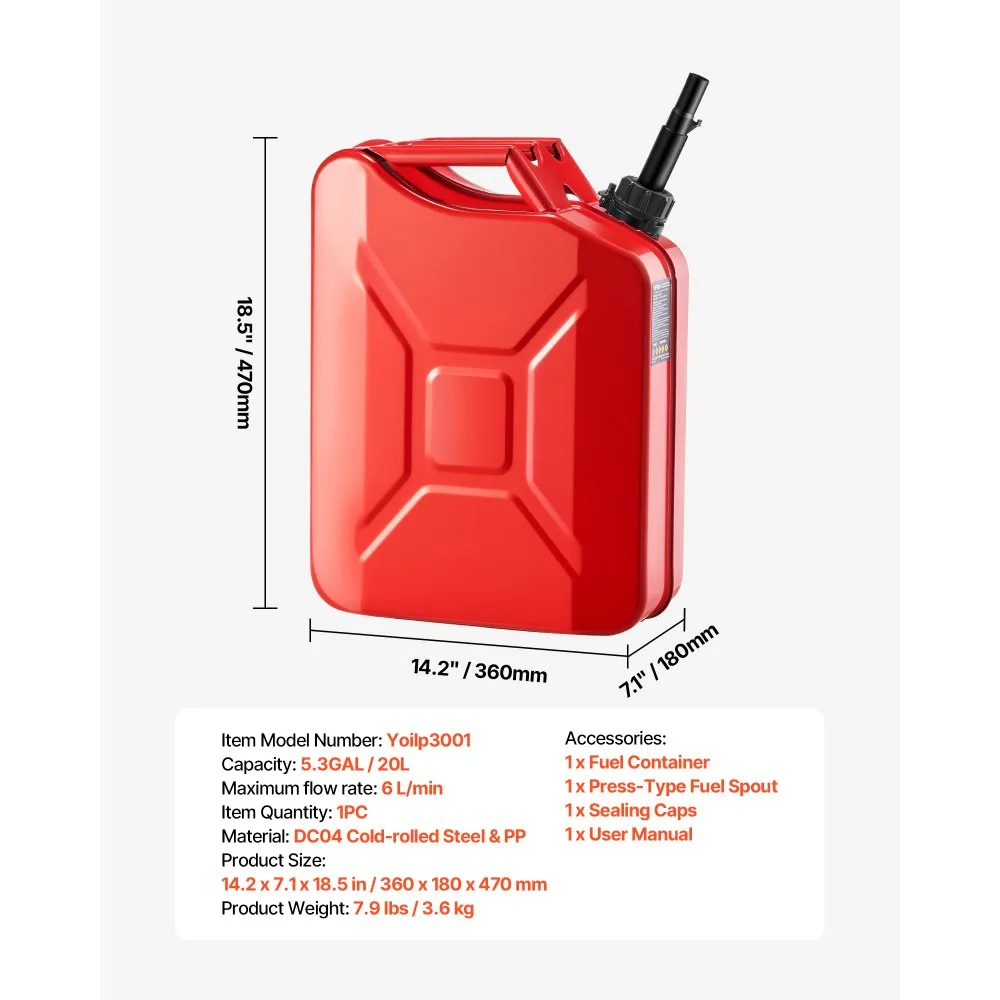 Newly Upgraded Oil-Tight!VEVOR Metal Fuel Container Red product image 7