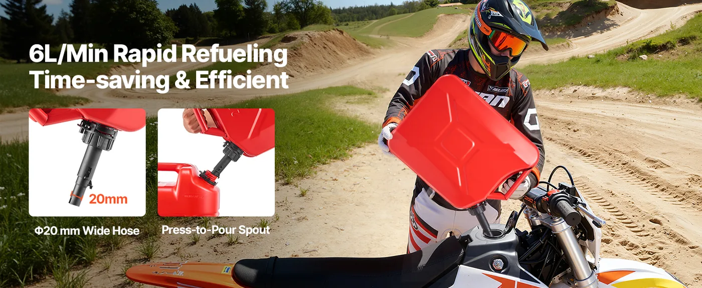Newly Upgraded Oil-Tight!VEVOR Metal Fuel Container Red Flow