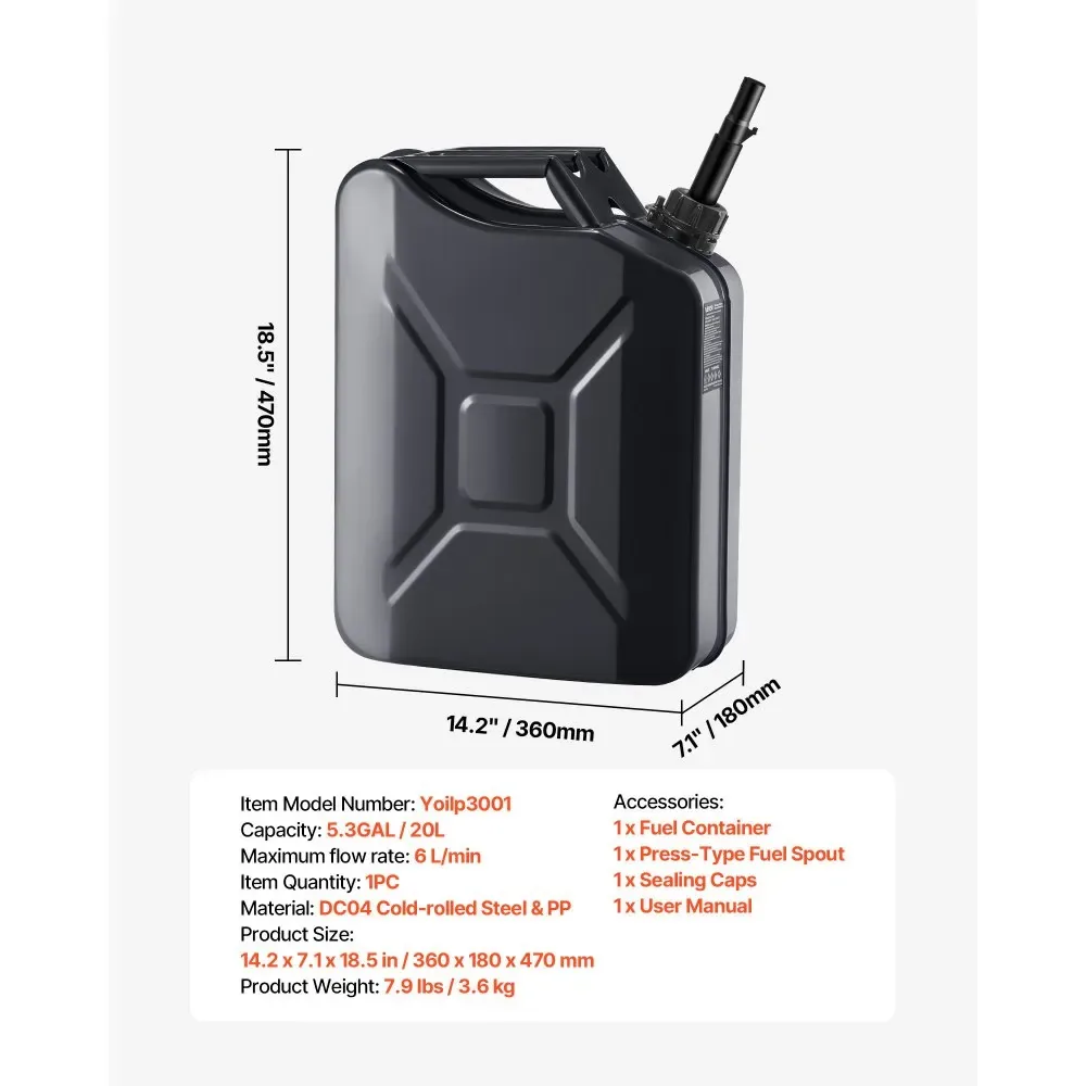 Newly Upgraded Oil-Tight!VEVOR Metal Fuel Container Black product image 7