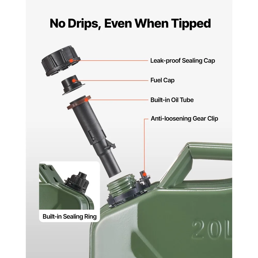 Newly Upgraded Oil-Tight!VEVOR Metal Fuel Container Green product image 3