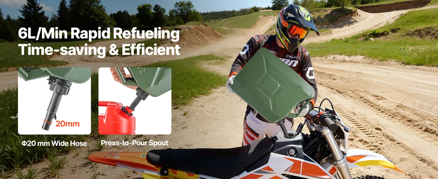 Newly Upgraded Oil-Tight!VEVOR Metal Fuel Container Green Flow