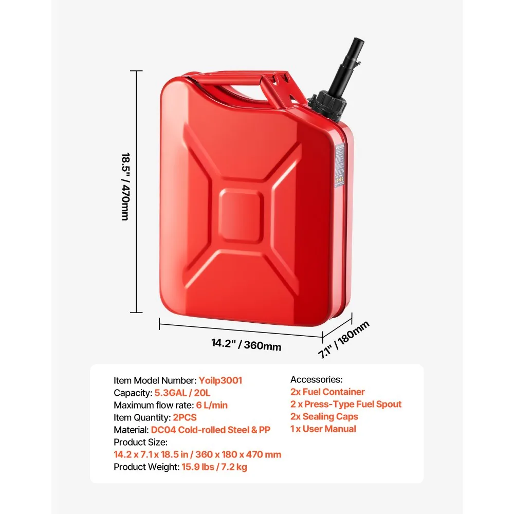 Newly Upgraded Oil-Tight!VEVOR Metal Fuel Container Red product image 7