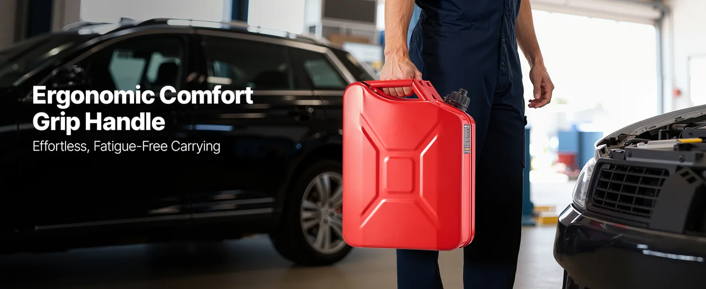 Newly Upgraded Oil-Tight!VEVOR Metal Fuel Container Red Handle