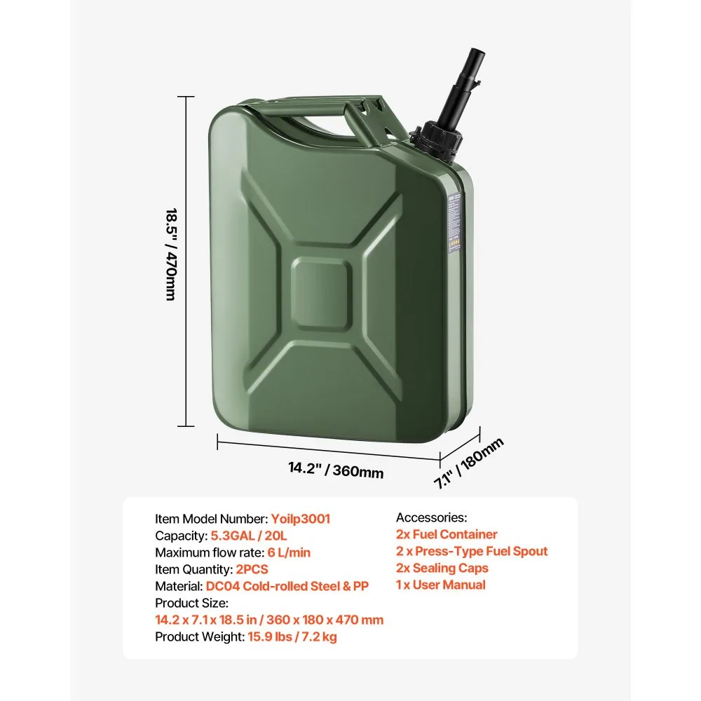 Newly Upgraded Oil-Tight!VEVOR Metal Fuel Container Green product image 7