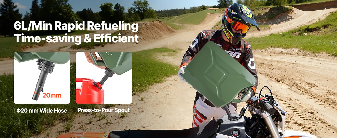 Newly Upgraded Oil-Tight!VEVOR Metal Fuel Container Green Flow