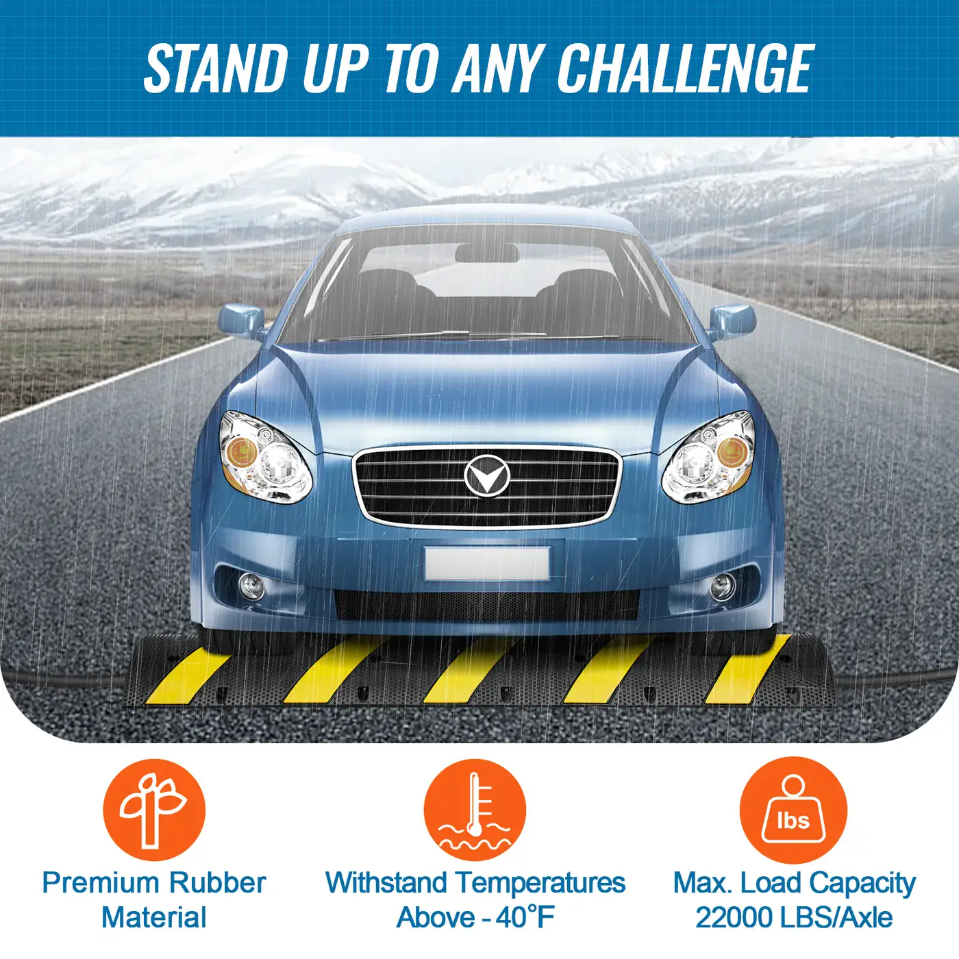 VEVOR 72'' Rubber Speed Bump 72.05x11.81x1.77 in 2 Channels feature 2