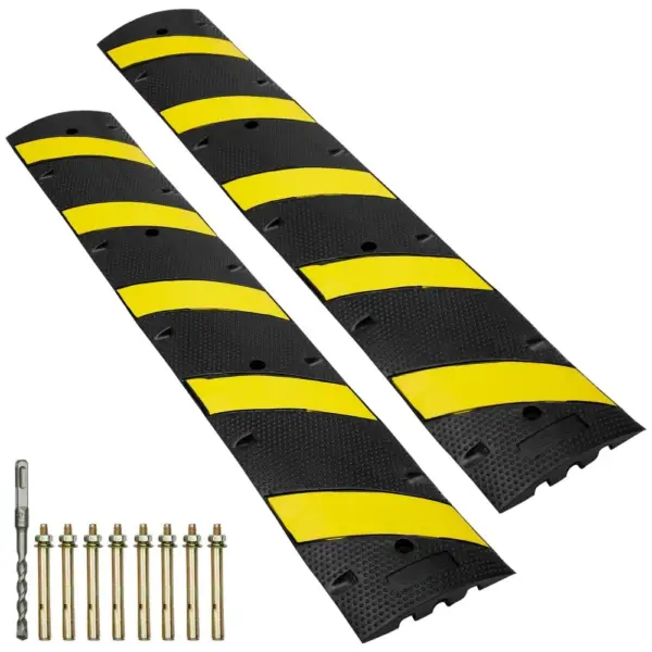 VEVOR 2PCs 6 ft/72'' Rubber Speed Hump 72.05x11.81x1.77 in product image 1