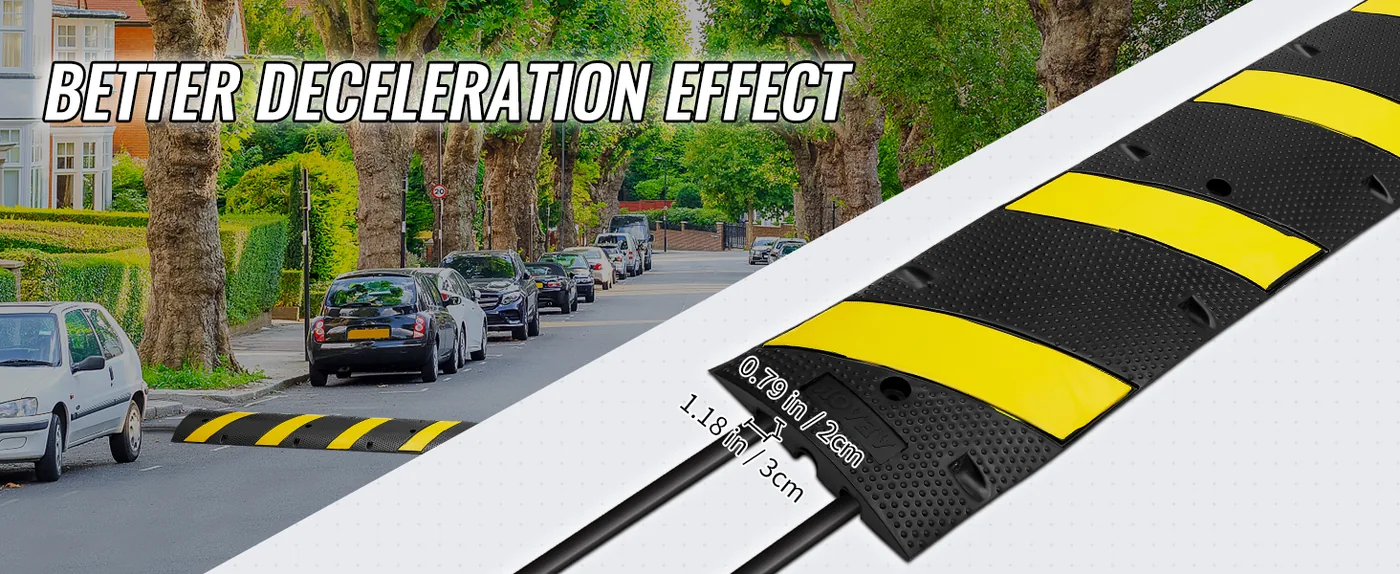 VEVOR 2PCs 6 ft/72'' Rubber Speed Hump 72.05x11.81x1.77 in Better Deceleration