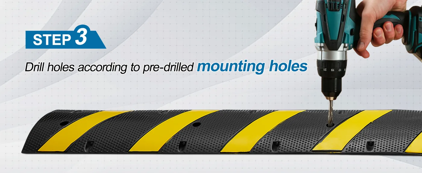 VEVOR 2PCs 6 ft/72'' Rubber Speed Hump 72.05x11.81x1.77 in Step 3