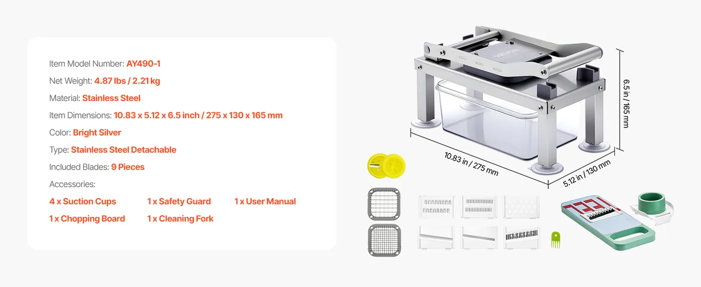 VEVOR Vegetable Chopper Mandoline Slicer 9 feature 5