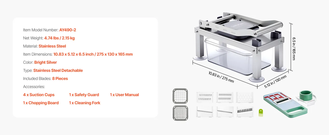 VEVOR Vegetable Chopper Mandoline Slicer 8 feature 5