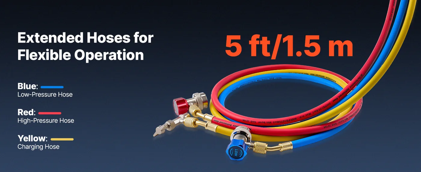 VEVOR 3 Way AC Manifold Gauge Set R134a R404A R1234yf Shock Resistance