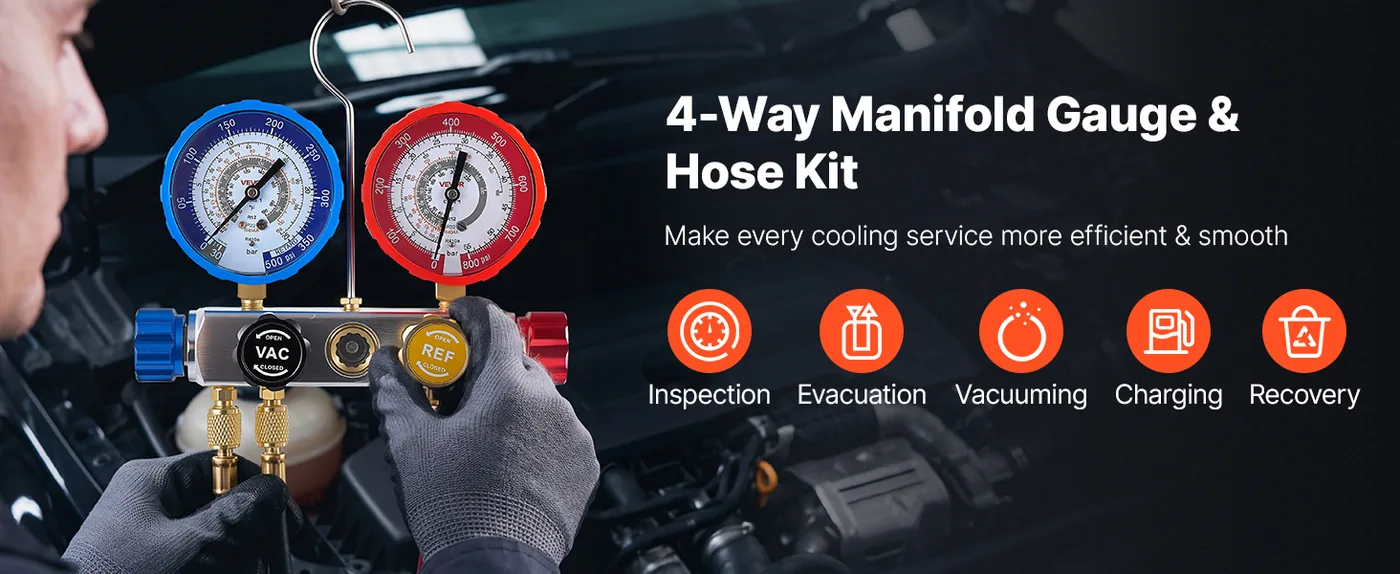 VEVOR 4 way AC manifold gauge set for AC service