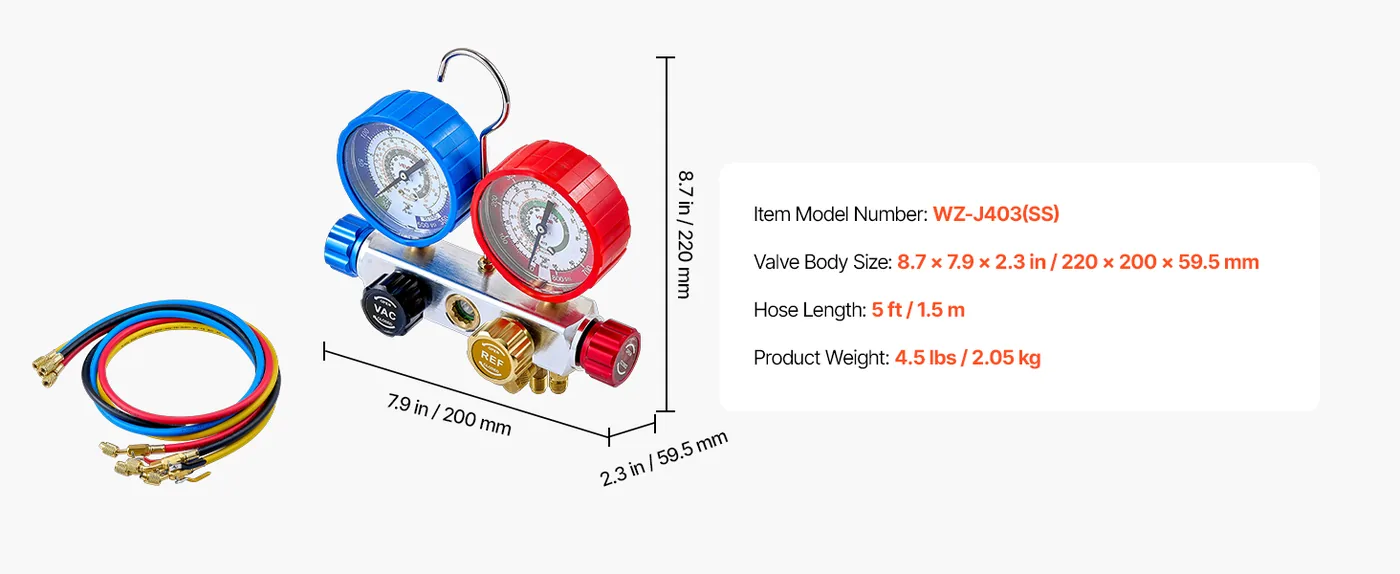 VEVOR 4 way AC manifold gauge set for AC service