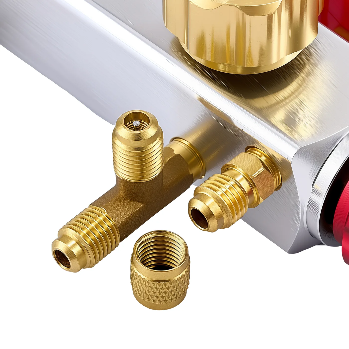 VEVOR 4 Way AC Manifold Gauge Set R22 R404A R410A R12 Solid Brass Fitting