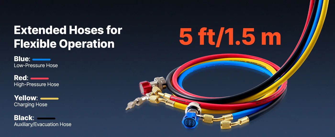 VEVOR 4 Way AC Manifold Gauge Set R134a R404A R1234yf Shock Resistance